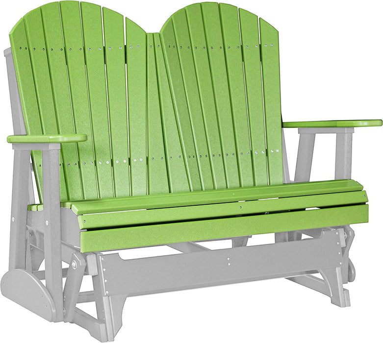 LuxCraft LuxCraft Lime Green 4 ft. Recycled Plastic Adirondack Outdoor Glider Lime Green on Dove Gray Adirondack Glider 4APGLGDG