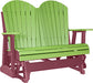 LuxCraft LuxCraft Lime Green 4 ft. Recycled Plastic Adirondack Outdoor Glider With Cup Holder Lime Green on Cherrywood Adirondack Glider 4APGLGCW-CH