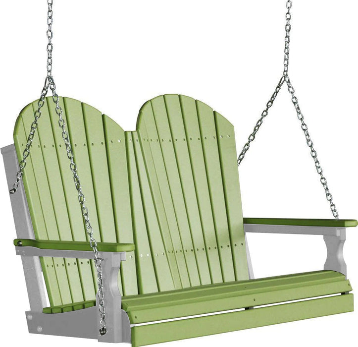 LuxCraft LuxCraft Lime Green Adirondack 4ft. Recycled Plastic Porch Swing Lime Green on Dove Gray / Adirondack Porch Swing Porch Swing 4APSLGDG