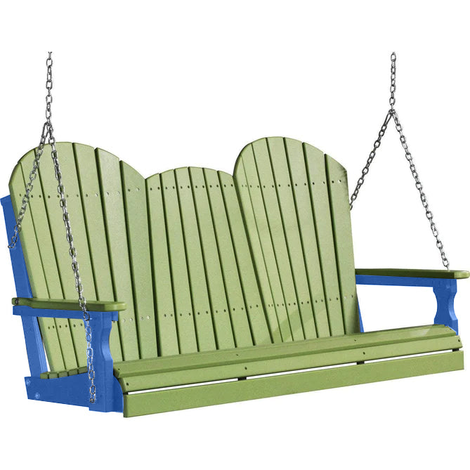 LuxCraft LuxCraft Lime Green Adirondack 5ft. Recycled Plastic Porch Swing With Cup Holder Porch Swing