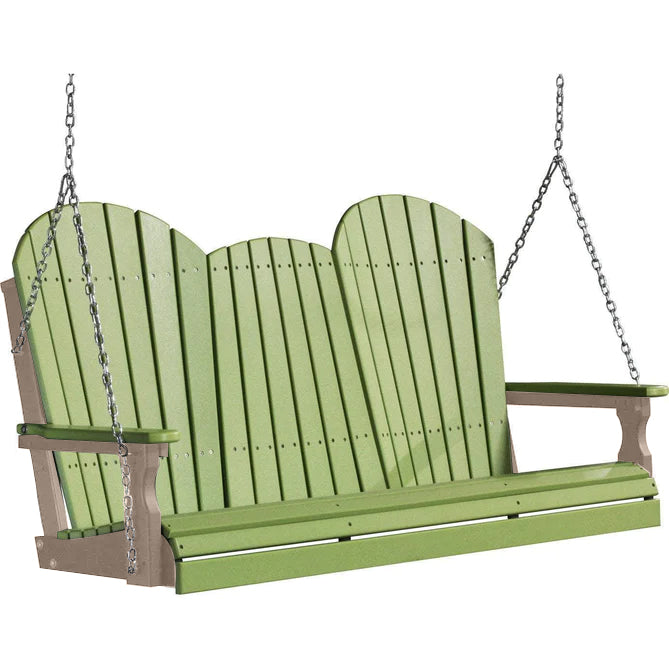 LuxCraft LuxCraft Lime Green Adirondack 5ft. Recycled Plastic Porch Swing With Cup Holder Porch Swing