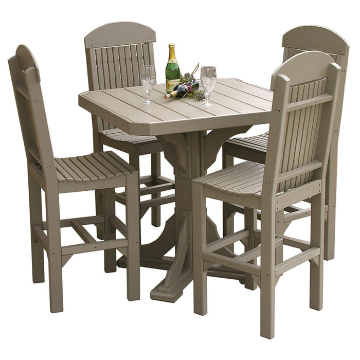 LuxCraft LuxCraft Poly 41′ Square Table Set with 4 Regular Chairs Dining Sets