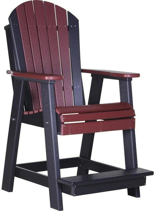 LuxCraft Luxcraft Recycled Plastic Counter Height Adirondack Tete-a-tete Balcony Set Cherrywood on Black Balcony Table 2xPABC-1xBTT-CWB