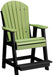 LuxCraft Luxcraft Recycled Plastic Counter Height Adirondack Tete-a-tete Balcony Set Lime Green on Black Balcony Table 2xPABC-1xBTT-2xPABC-1xBTT-LGB