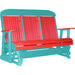 LuxCraft LuxCraft Red 5 ft. Recycled Plastic Highback Outdoor Glider Red on Aruba Blue Highback Glider 5CPGRAB