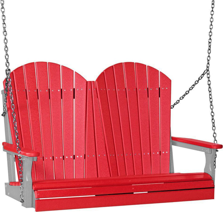 LuxCraft LuxCraft Red Adirondack 4ft. Recycled Plastic Porch Swing Red on Dove Gray / Adirondack Porch Swing Porch Swing 4APSRDG