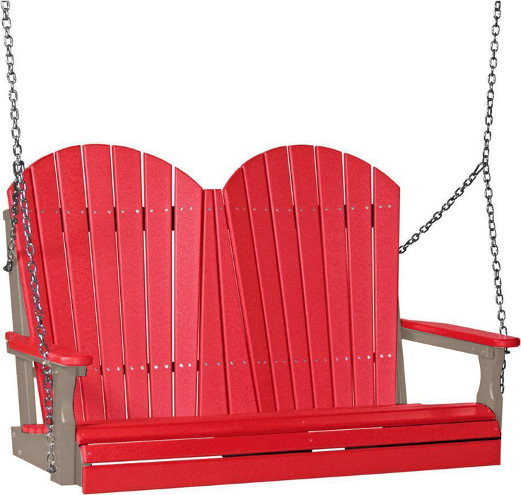 LuxCraft LuxCraft Red Adirondack 4ft. Recycled Plastic Porch Swing Red on White / Adirondack Porch Swing Porch Swing 4APSRWH