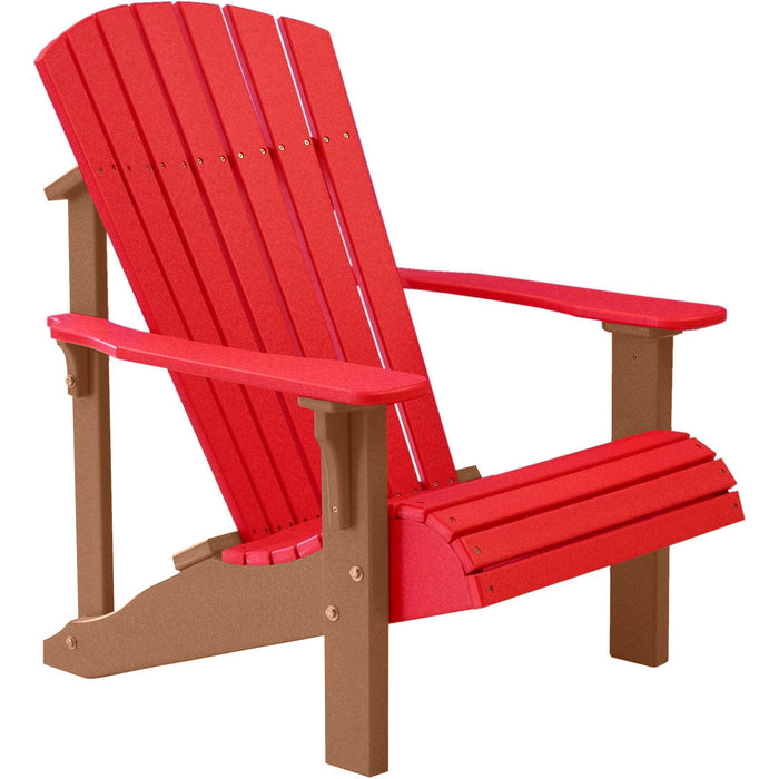 LuxCraft LuxCraft Red Deluxe Recycled Plastic Adirondack Chair Red on Cedar Adirondack Deck Chair