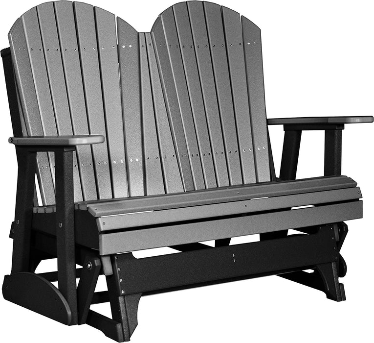 LuxCraft LuxCraft Slate 4 ft. Recycled Plastic Adirondack Outdoor Glider Slate On Black Adirondack Glider 4APGSB