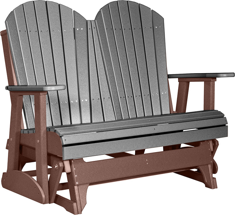 LuxCraft LuxCraft Slate 4 ft. Recycled Plastic Adirondack Outdoor Glider Slate on Chestnut Brown Adirondack Glider 4APGSCB