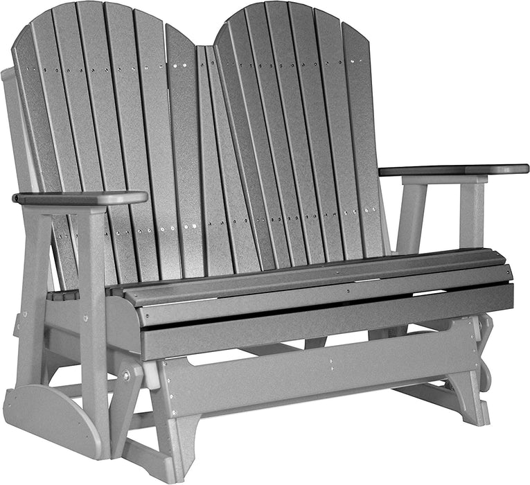 LuxCraft LuxCraft Slate 4 ft. Recycled Plastic Adirondack Outdoor Glider Slate on Gray Adirondack Glider 4APGSGR