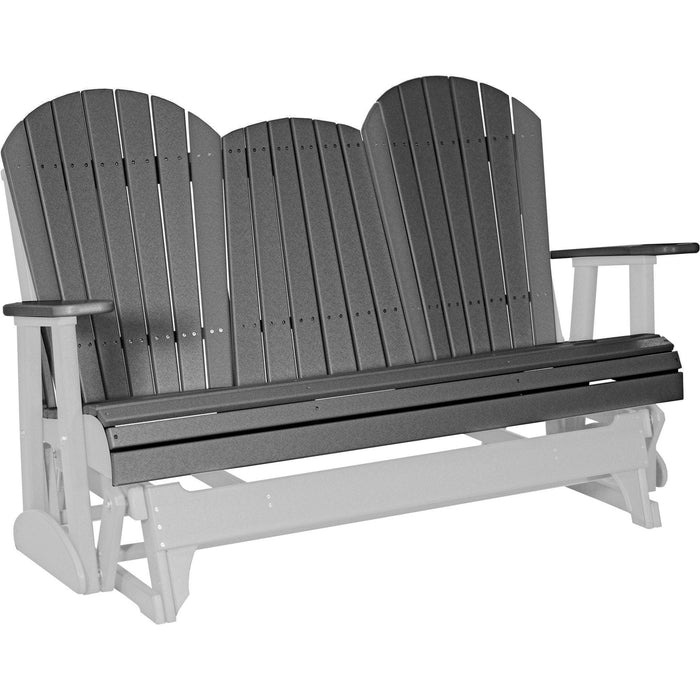 LuxCraft LuxCraft Slate 5 ft. Recycled Plastic Adirondack Outdoor Glider Slate on Dove Gray Adirondack Glider 5APGSDG