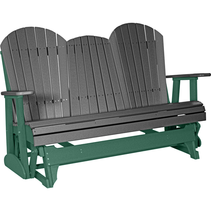 LuxCraft LuxCraft Slate 5 ft. Recycled Plastic Adirondack Outdoor Glider Slate on Green Adirondack Glider 5APGSG