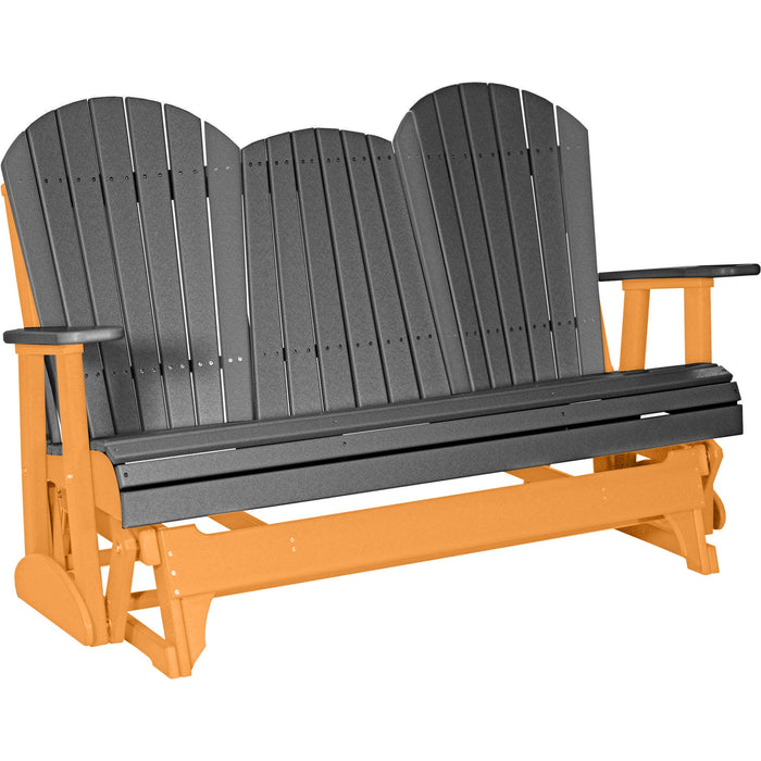 LuxCraft LuxCraft Slate 5 ft. Recycled Plastic Adirondack Outdoor Glider Slate on Tangerine Adirondack Glider 5APGST