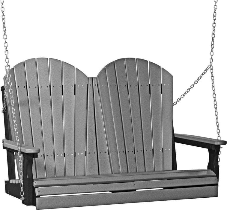 LuxCraft LuxCraft Slate Adirondack 4ft. Recycled Plastic Porch Swing Slate on Black / Adirondack Porch Swing Porch Swing 4APSSB