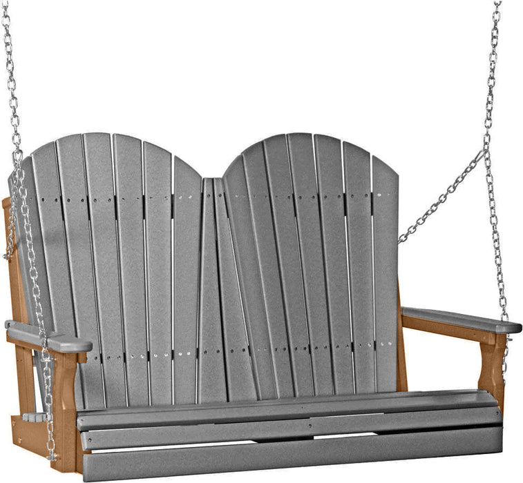 LuxCraft LuxCraft Slate Adirondack 4ft. Recycled Plastic Porch Swing Slate on Cedar / Adirondack Porch Swing Porch Swing 4APSSC