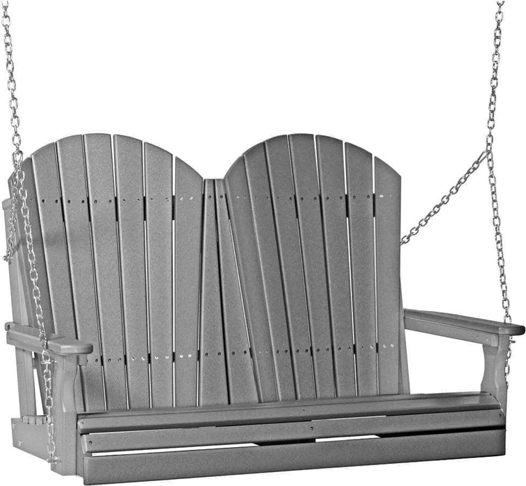 LuxCraft LuxCraft Slate Adirondack 4ft. Recycled Plastic Porch Swing Slate on Gray / Adirondack Porch Swing Porch Swing 4APSSGR