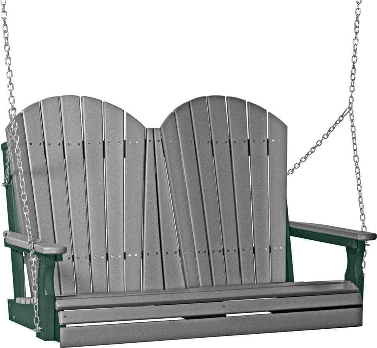 LuxCraft LuxCraft Slate Adirondack 4ft. Recycled Plastic Porch Swing Slate on Green / Adirondack Porch Swing Porch Swing 4APSSG