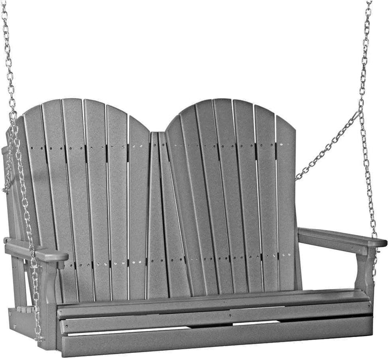 LuxCraft LuxCraft Slate Adirondack 4ft. Recycled Plastic Porch Swing With Cup Holder Slate / Adirondack Porch Swing Porch Swing 4APSS-CH