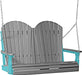 LuxCraft LuxCraft Slate Adirondack 4ft. Recycled Plastic Porch Swing With Cup Holder Slate on Aruba Blue / Adirondack Porch Swing Porch Swing 4APSSAB-CH