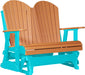 LuxCraft LuxCraft Tangerine 4 ft. Recycled Plastic Adirondack Outdoor Glider Tangerine on Aruba Blue Adirondack Glider 4APGTAB