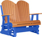 LuxCraft LuxCraft Tangerine 4 ft. Recycled Plastic Adirondack Outdoor Glider Tangerine on Blue Adirondack Glider 4APGTBL