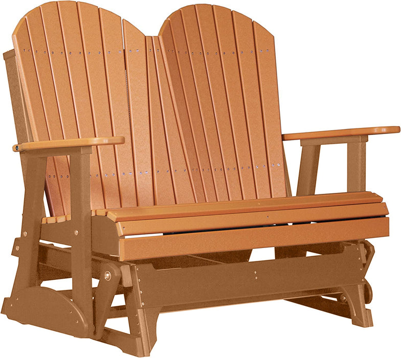 LuxCraft LuxCraft Tangerine 4 ft. Recycled Plastic Adirondack Outdoor Glider Tangerine on Cedar Adirondack Glider 4APGTC