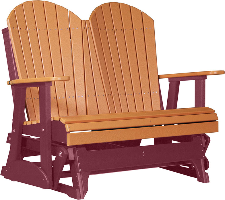 LuxCraft LuxCraft Tangerine 4 ft. Recycled Plastic Adirondack Outdoor Glider Tangerine on Cherrywood Adirondack Glider 4APGTCW