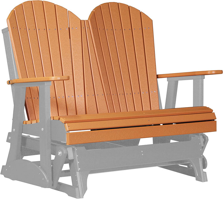 LuxCraft LuxCraft Tangerine 4 ft. Recycled Plastic Adirondack Outdoor Glider Tangerine on Dove Gray Adirondack Glider 4APGTDG