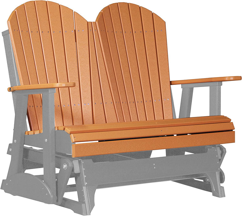 LuxCraft LuxCraft Tangerine 4 ft. Recycled Plastic Adirondack Outdoor Glider Tangerine on Gray Adirondack Glider 4APGTGR