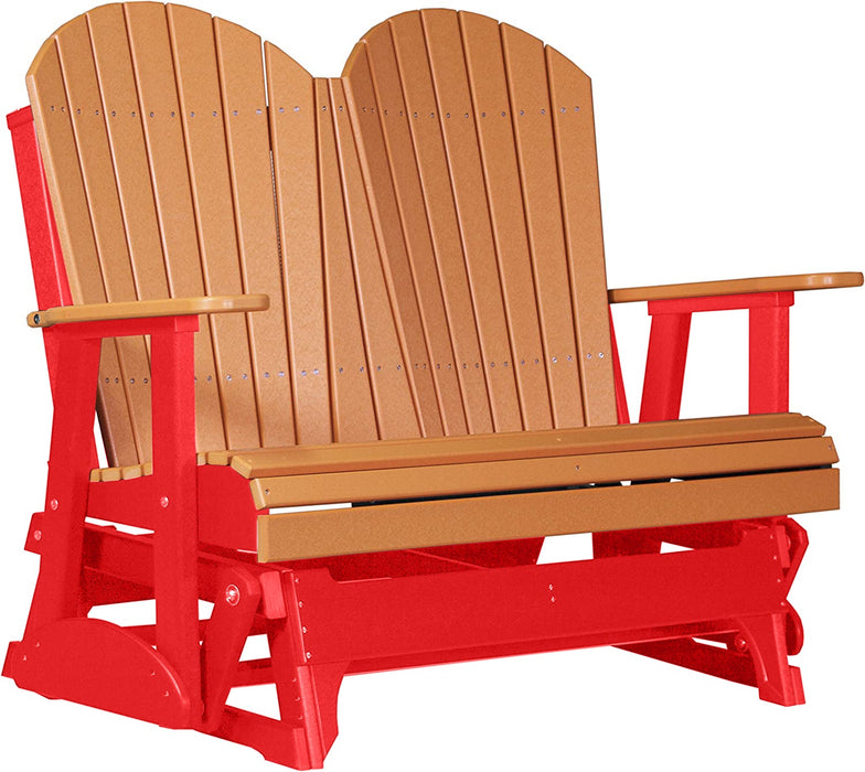 LuxCraft LuxCraft Tangerine 4 ft. Recycled Plastic Adirondack Outdoor Glider Tangerine on Red Adirondack Glider 4APGTR