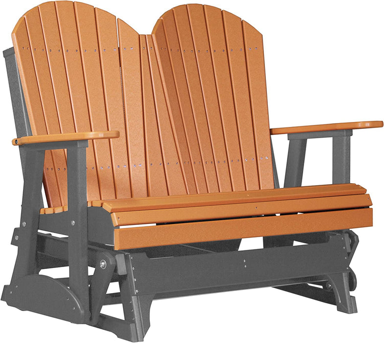 LuxCraft LuxCraft Tangerine 4 ft. Recycled Plastic Adirondack Outdoor Glider Tangerine on Slate Adirondack Glider 4APGTS