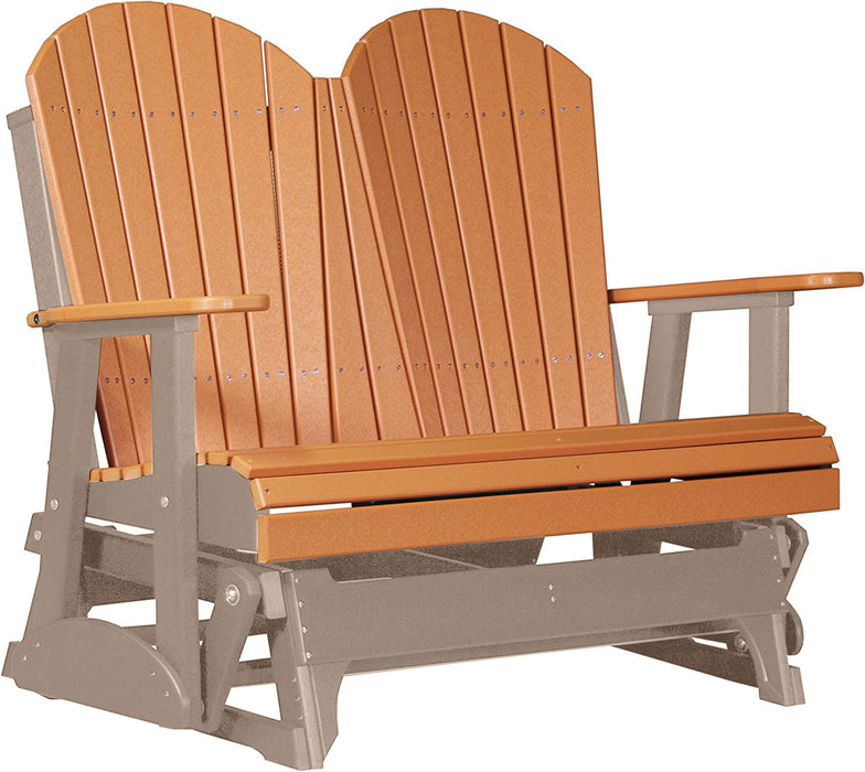 LuxCraft LuxCraft Tangerine 4 ft. Recycled Plastic Adirondack Outdoor Glider Tangerine on Weatherwood Adirondack Glider 4APGTWW