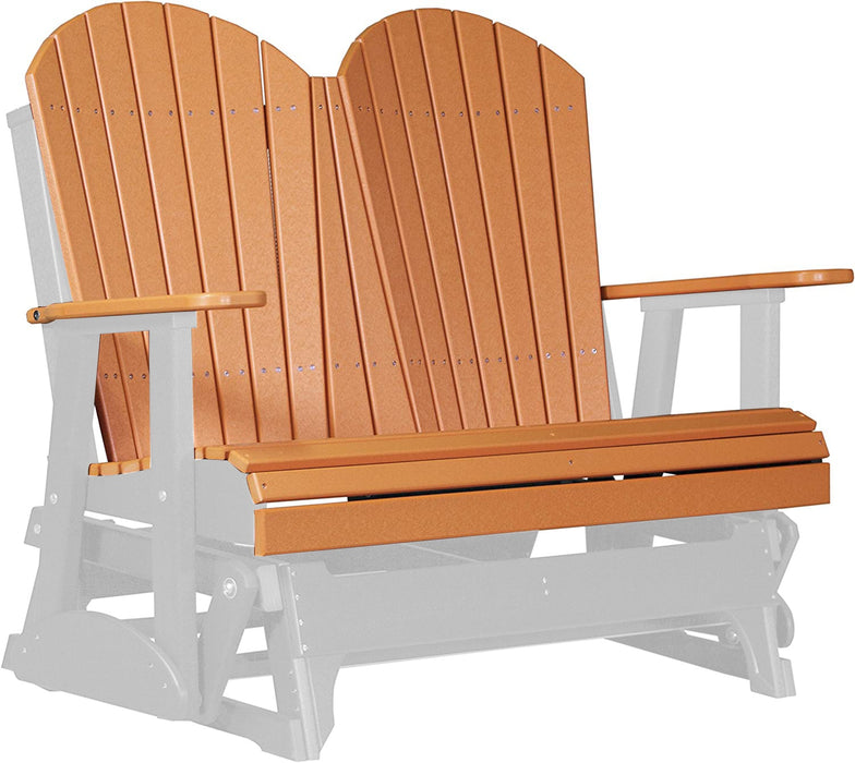 LuxCraft LuxCraft Tangerine 4 ft. Recycled Plastic Adirondack Outdoor Glider Tangerine on White Adirondack Glider 4APGTWH