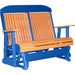 LuxCraft LuxCraft Tangerine 4 ft. Recycled Plastic Highback Outdoor Glider Bench Tangerine on Blue Highback Glider 4CPGTBL