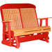 LuxCraft LuxCraft Tangerine 4 ft. Recycled Plastic Highback Outdoor Glider Bench Tangerine on Red Highback Glider 4CPGTR