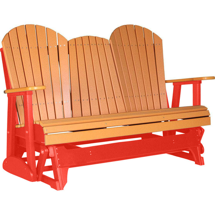 LuxCraft LuxCraft Tangerine 5 ft. Recycled Plastic Adirondack Outdoor Glider Tangerine on Red Adirondack Glider 5APGTR