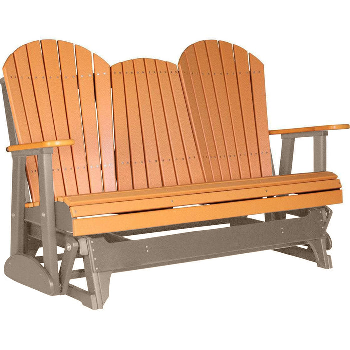 LuxCraft LuxCraft Tangerine 5 ft. Recycled Plastic Adirondack Outdoor Glider Tangerine on Weatherwood Adirondack Glider 5APGTWW