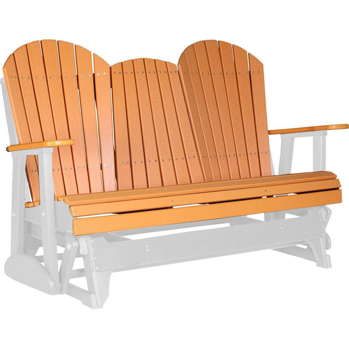 LuxCraft LuxCraft Tangerine 5 ft. Recycled Plastic Adirondack Outdoor Glider Tangerine on White Adirondack Glider 5APGTWH