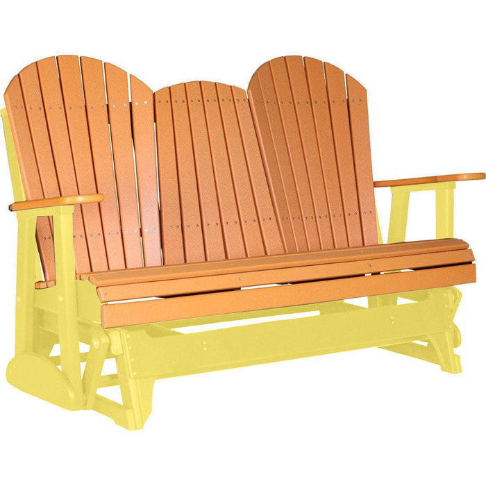 LuxCraft LuxCraft Tangerine 5 ft. Recycled Plastic Adirondack Outdoor Glider Tangerine on Yellow Adirondack Glider 5APGTY