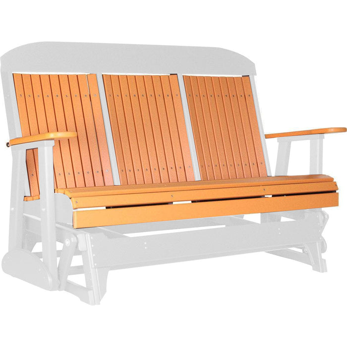 LuxCraft LuxCraft Tangerine 5 ft. Recycled Plastic Highback Outdoor Glider Tangerine on White Highback Glider 5CPGTWH