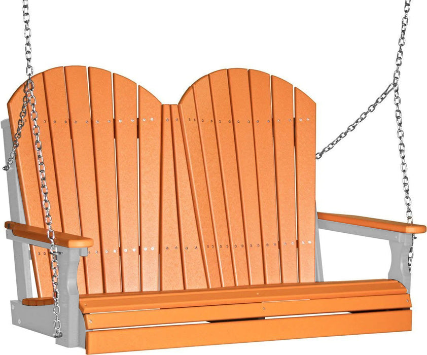 LuxCraft LuxCraft Tangerine Adirondack 4ft. Recycled Plastic Porch Swing Tangerine on Dove Gray / Adirondack Porch Swing Porch Swing 4APSTDG