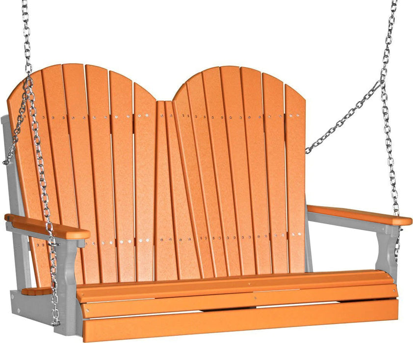 LuxCraft LuxCraft Tangerine Adirondack 4ft. Recycled Plastic Porch Swing Tangerine on Gray / Adirondack Porch Swing Porch Swing 4APSTGR