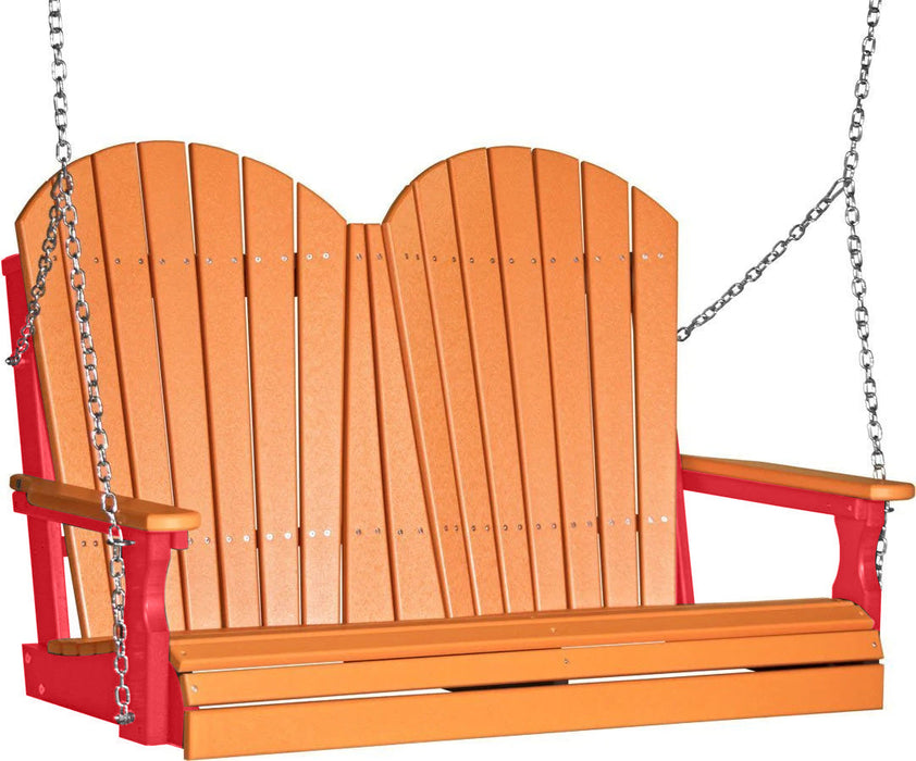 LuxCraft LuxCraft Tangerine Adirondack 4ft. Recycled Plastic Porch Swing Tangerine on Red / Adirondack Porch Swing Porch Swing 4APSTR