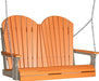 LuxCraft LuxCraft Tangerine Adirondack 4ft. Recycled Plastic Porch Swing Tangerine on Weatherwood / Adirondack Porch Swing Porch Swing 4APSTWW