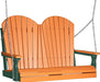 LuxCraft LuxCraft Tangerine Adirondack 4ft. Recycled Plastic Porch Swing With Cup Holder Tangerine on Green / Adirondack Porch Swing Porch Swing 4APSTG-CH