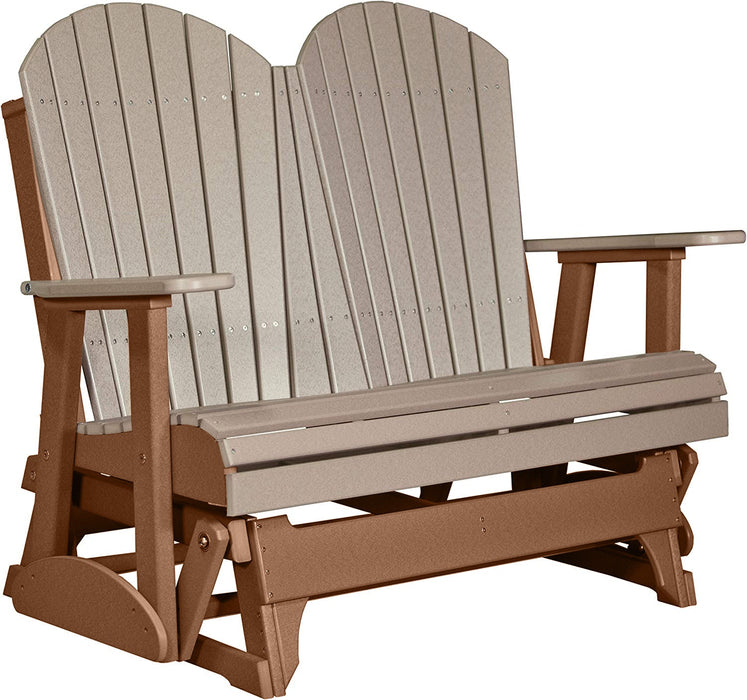 LuxCraft LuxCraft Weatherwood 4 ft. Recycled Plastic Adirondack Outdoor Glider Weatherwood on Antique Mahogany Adirondack Glider 4APGWWAM