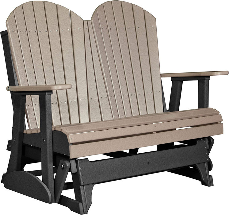 LuxCraft LuxCraft Weatherwood 4 ft. Recycled Plastic Adirondack Outdoor Glider Weatherwood on Black Adirondack Glider 4APGWWB