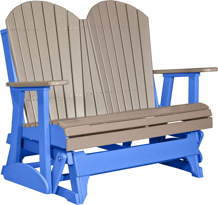 LuxCraft LuxCraft Weatherwood 4 ft. Recycled Plastic Adirondack Outdoor Glider Weatherwood on Blue Adirondack Glider 4APGWWBL