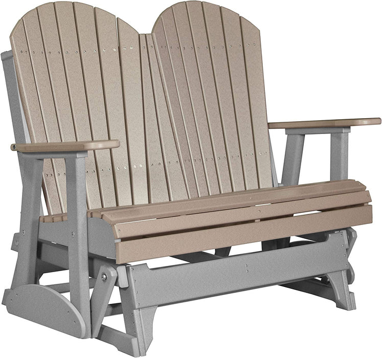 LuxCraft LuxCraft Weatherwood 4 ft. Recycled Plastic Adirondack Outdoor Glider Weatherwood on Gray Adirondack Glider 4APGWWGR